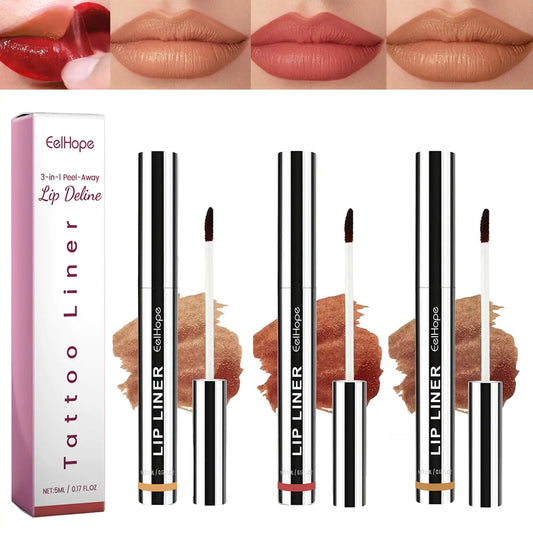 Mrettick 3PCS Lip Liner，Peel Off Lip Liner Tattoo Peel Off Lip Stain Long Lasting Lip Stain Peel Off Infused with Hyaluronic Acid & Vitamin E Makeup Gift for Women